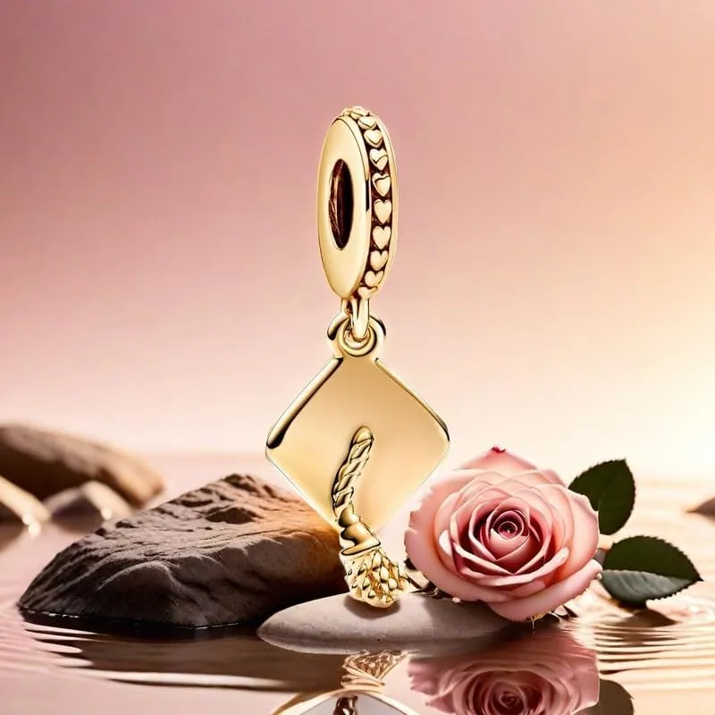 2025 Graduation Cap Charms Owls Bead Compatible for Bracelets Heart Jewellery for Women