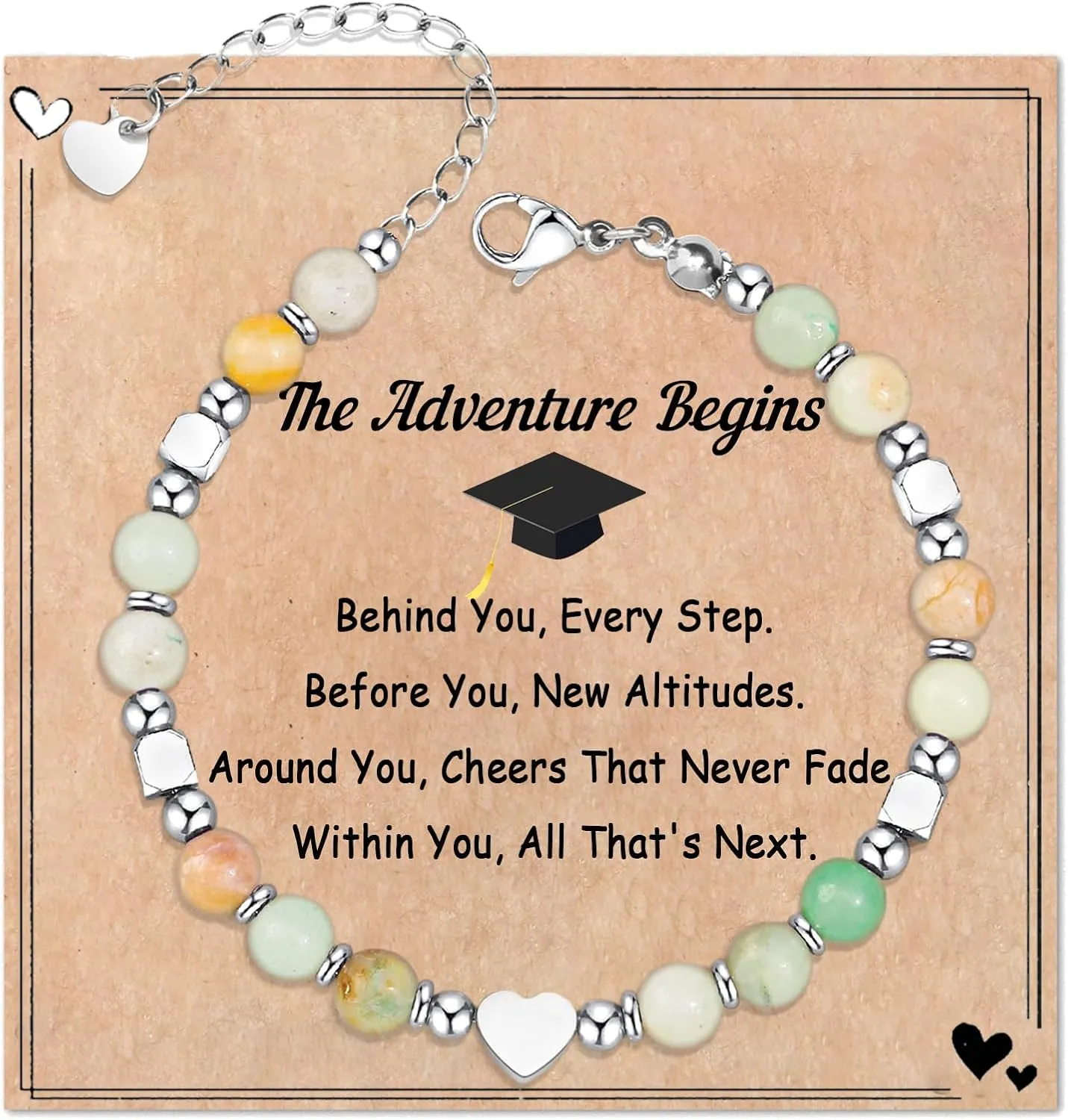 2025 Graduation Gifts for Her/Girls/Women/Kids, Healing Natural Stone Bracelets with Meaningful Card