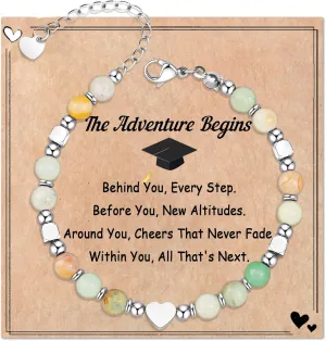 2025 Graduation Gifts for Her/Girls/Women/Kids, Healing Natural Stone Bracelets with Meaningful Card