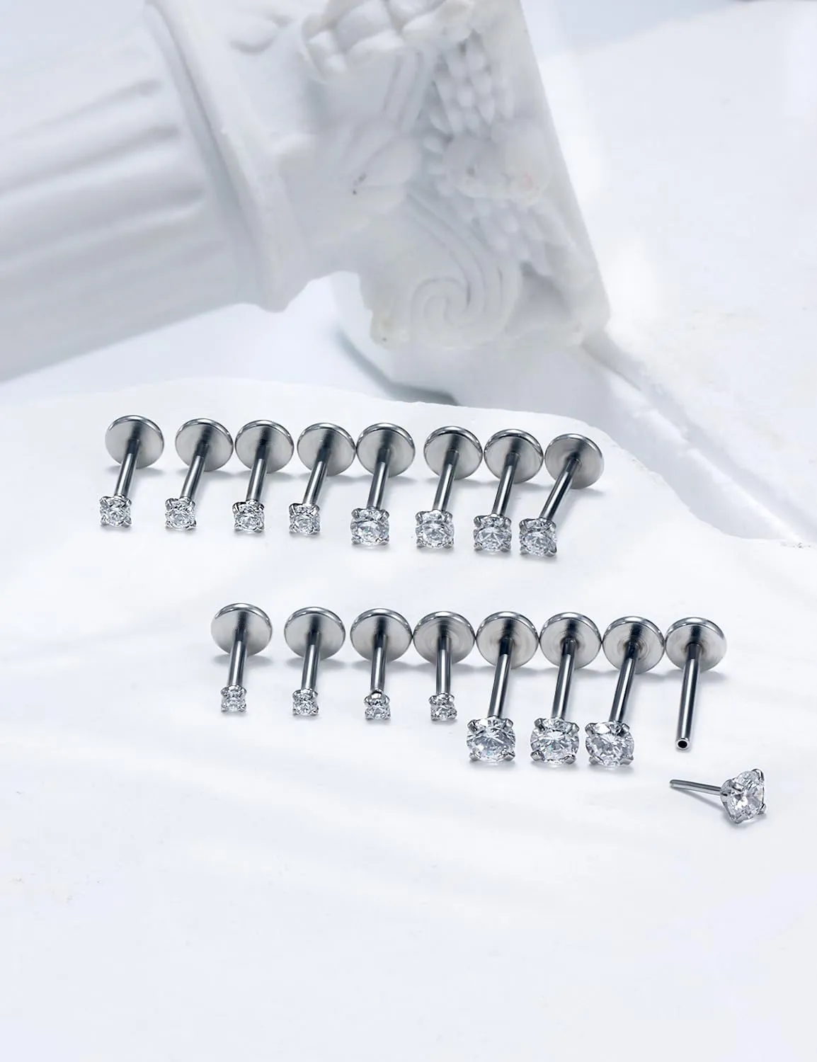 20G 18G 16G Threadless Lip Rings Surgical Steel Flat Back Earrings Labret Jewelry Medusa Monroe Snake Bite Lip Ring Tragus Helix Cartilage Forward Earrings Piercing Jewelry for Women Men