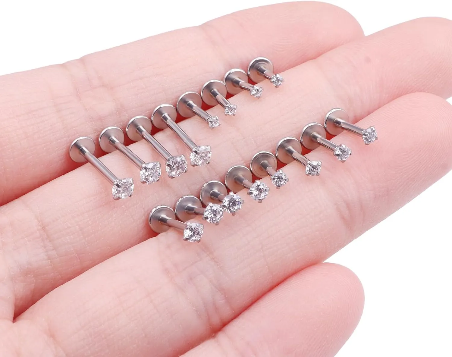 20G 18G 16G Threadless Lip Rings Surgical Steel Flat Back Earrings Labret Jewelry Medusa Monroe Snake Bite Lip Ring Tragus Helix Cartilage Forward Earrings Piercing Jewelry for Women Men