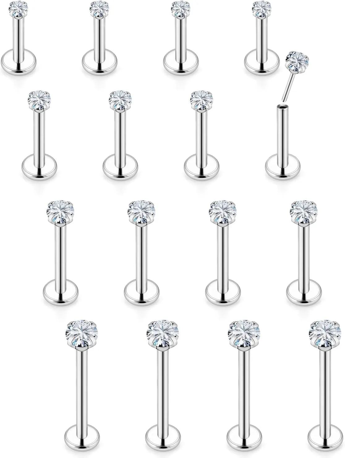 20G 18G 16G Threadless Lip Rings Surgical Steel Flat Back Earrings Labret Jewelry Medusa Monroe Snake Bite Lip Ring Tragus Helix Cartilage Forward Earrings Piercing Jewelry for Women Men