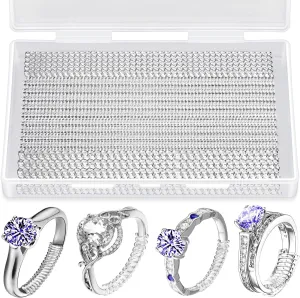 22 Pack Ring Sizer Adjuster for Loose Rings, 4 Sizes Silicone Ring Guards Invisible Ring Adjuster Spiral Ring Spacers Fitter with Polishing Cloth, Transparent Ring Resizer Tightener for Women and Men