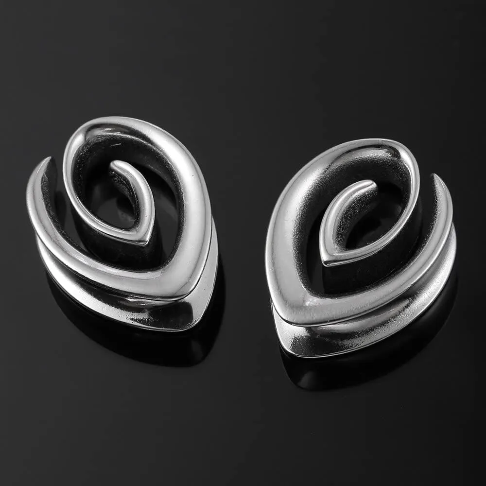 2PCS 8mm-25mm (0G-1") Spiral Saddle Plugs Gauges Tunnels for Stretched Ears, Hypoallergenic 316 Stainless Steel Ear Tunnels Gauges Body Piercing Jewelry for Men Women