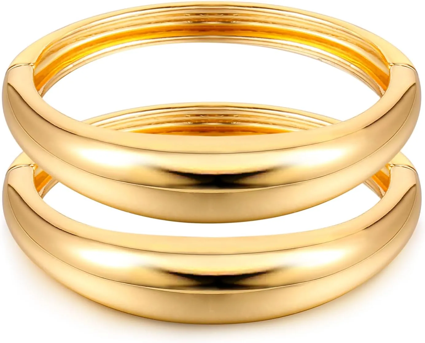2Pcs Bangle Bracelets for Women Gold Arm Cuff 14k Gold Plated Chunky Gold Bangle Set Hinged Cuff Bracelets Trendy Arm Cuff Jewelry for Women