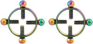 2Pcs Round Non-Piercing Nipple Rings Stainless Steel Fake Nipple Rings Shield Barbell Ring Nipple Jewelry Summer Beach Body Jewelry for Women