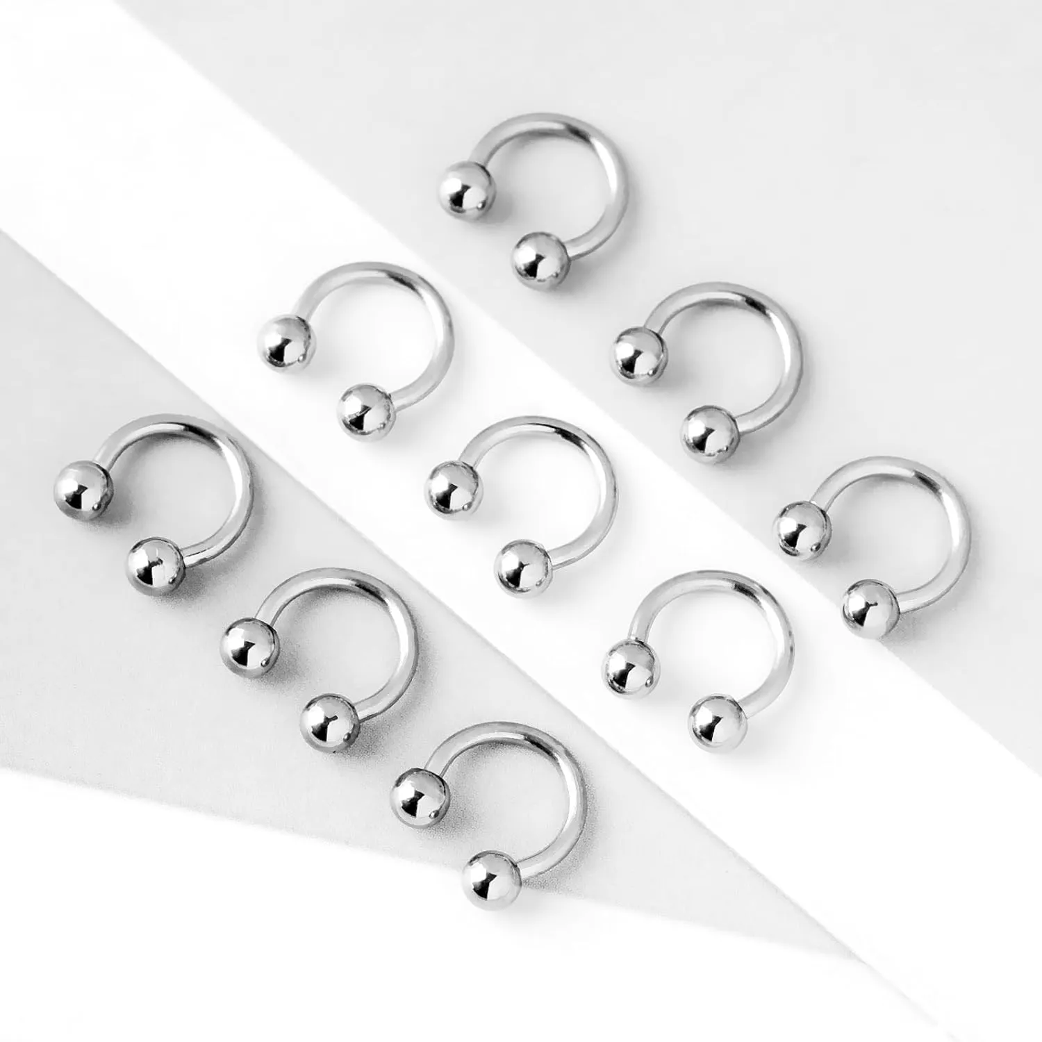 2PCS Silvery 16G 1.2mm Titanium Steel Surgical Steel Septum Piercing Stainless Steel Horseshoe Septum Nose Rings U-shaped Nose Lip Piercing Septum Jewelry for Women 6mm