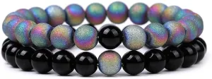 2Pcs Simple Beaded Couples Bracelet Natural Stone Stretch Bracelet for Women Men Fashion Bracelets Friendship Jewelry Gifts