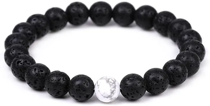 2Pcs Simple Beaded Couples Bracelet Natural Stone Stretch Bracelet for Women Men Fashion Bracelets Friendship Jewelry Gifts