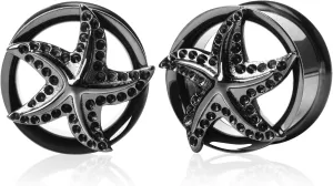 2PCS Starfish Ear Plugs Tunnels Gauges 316 Stainless Steel Double Flared Earring Expander Stretcher Hypoallergenic Piercing Body Jewelry for Women and Men