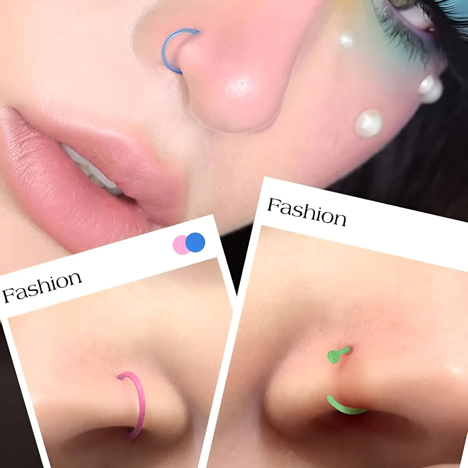 2PCS White 20G 0.8mm PMMA Acrylic Septum Piercing Horseshoe Septum Nose Rings C-shaped Nose Lip Piercing Septum Jewelry for Women 8mm