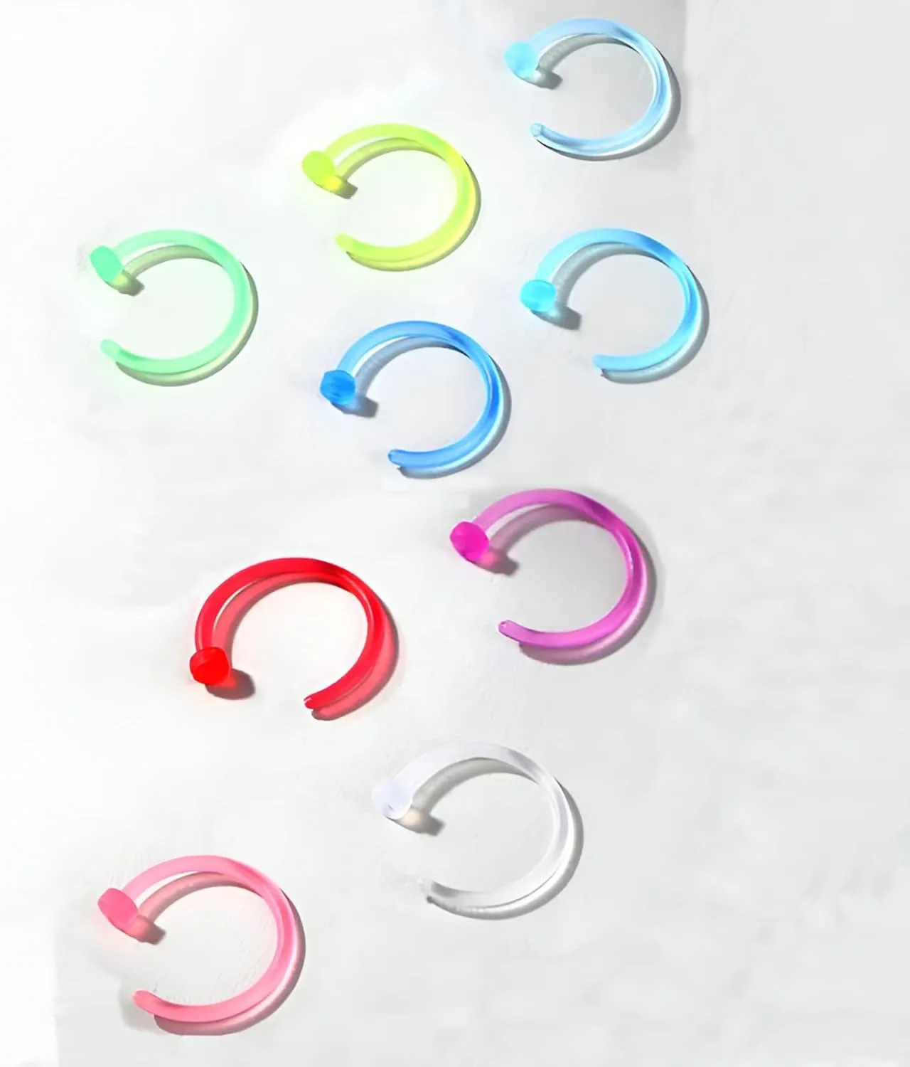 2PCS White 20G 0.8mm PMMA Acrylic Septum Piercing Horseshoe Septum Nose Rings C-shaped Nose Lip Piercing Septum Jewelry for Women 8mm