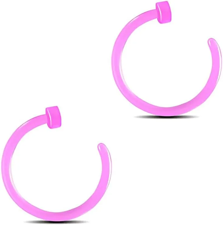 2PCS White 20G 0.8mm PMMA Acrylic Septum Piercing Horseshoe Septum Nose Rings C-shaped Nose Lip Piercing Septum Jewelry for Women 8mm