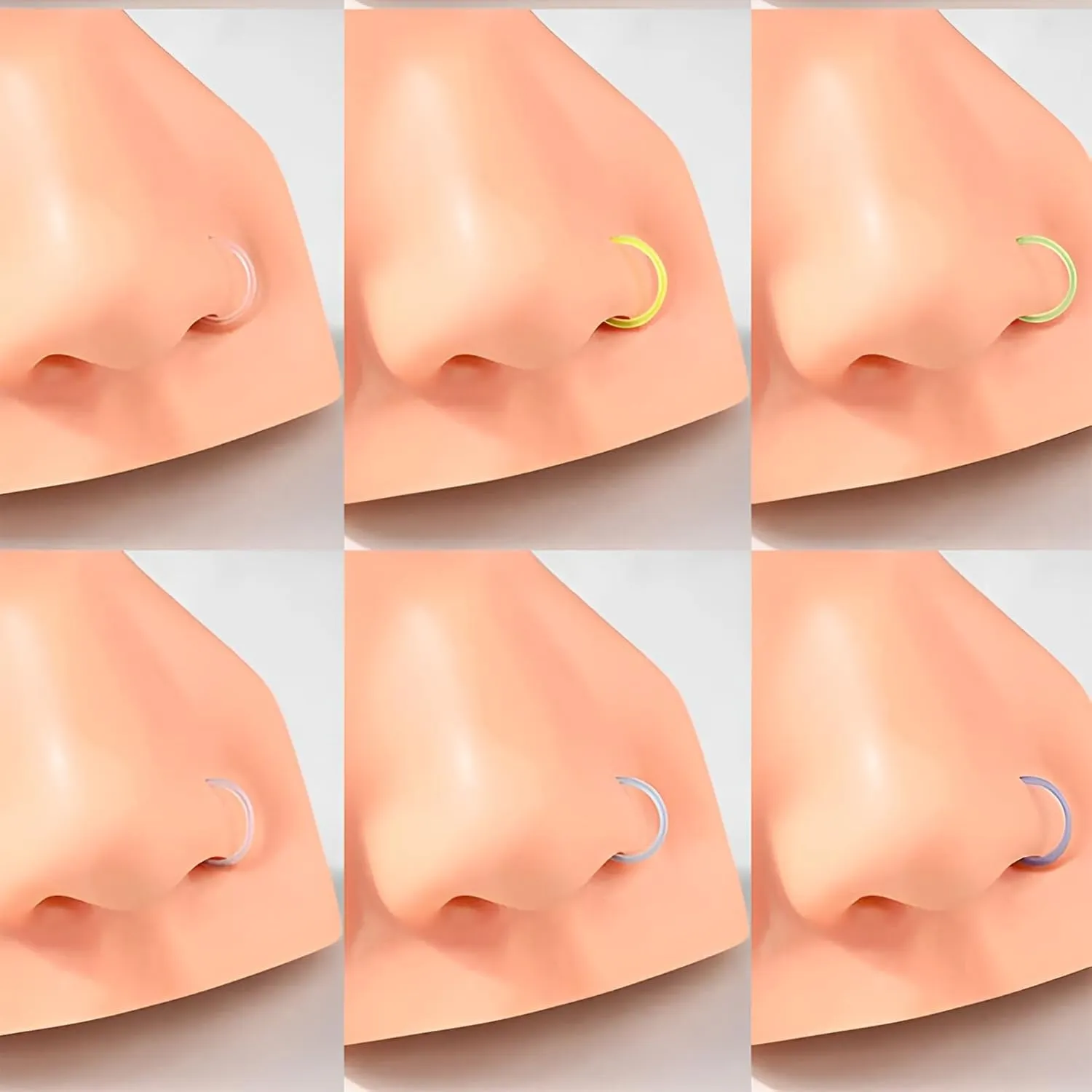 2PCS White 20G 0.8mm PMMA Acrylic Septum Piercing Horseshoe Septum Nose Rings C-shaped Nose Lip Piercing Septum Jewelry for Women 8mm