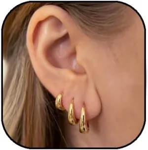 3 Pairs Gold Hoop Earrings for Women 14K Gold Silver Huggie Hoop Earrings Set Hypoallergenic Minimalist Earrings Jewelry Jewelry Gifts
