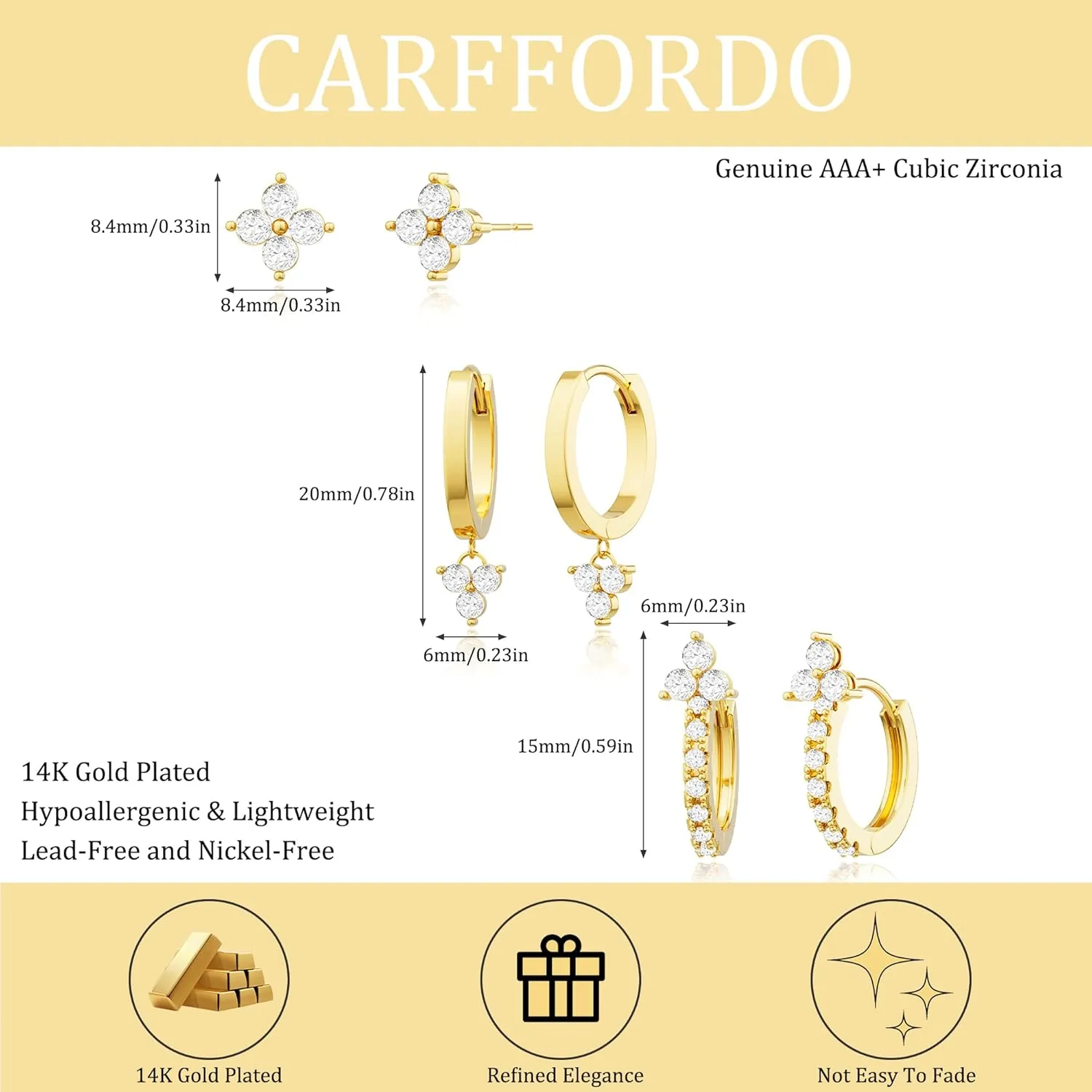 3 Pairs Gold Hoop Earrings Set for Women Dainty Stud Earrings Trendy Small 14K Gold Plated Hypoallergenic Dangle Earrings Cartilage Huggie Hoop Earrings Gold Jewelry for Women Gifts