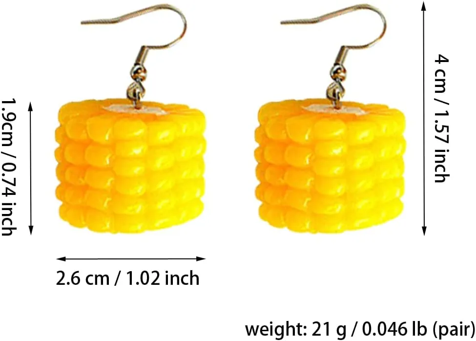 3D Cute Unique Sweet Potato Corn Handmade Simulation Dangle Drop Earrings for Women