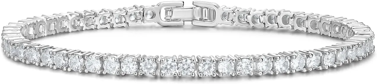 3MM Cubic Zirconia Tennis Bracelet for Women CZ Bracelets Sizes 6.5 7.5 Inches