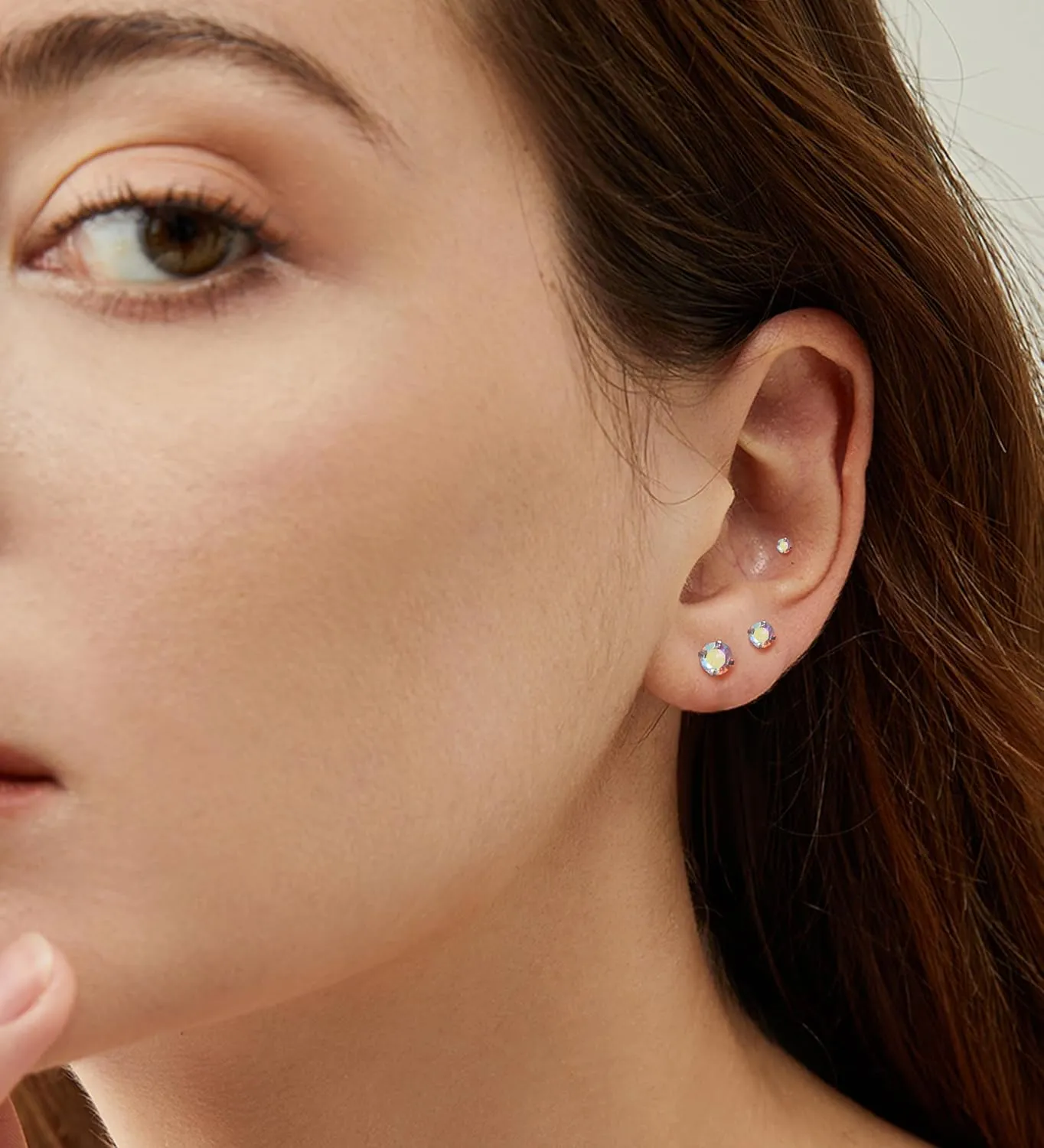 4Pairs AB CZ Earrings Studs 14K Gold Flat Back Cubic Zirconia Earrings for Helix Cartilage Piercing Hypoallergenic Screw Back Nap Earrings Handmade Earrings for Women Multiple Pierc Silver2-5