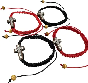 4pcs Cross Bracelets, Adjustable Rope Cross Braided Bracelet Faith Jesus Protection Bracelet for Women Men