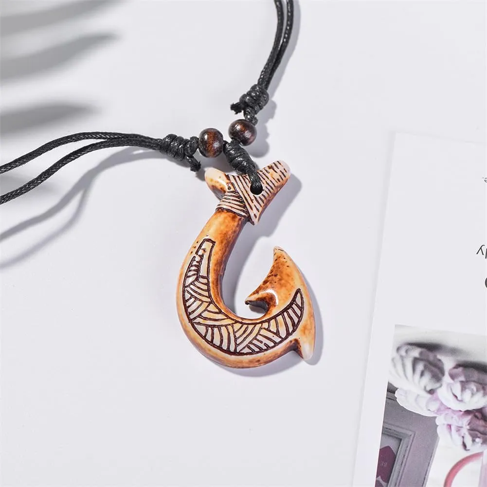 4Pcs Turtle Shark Tooth Necklace Pendant Bohemian Handmade Waterproof Surfer Necklace for Women Men Summer Beach Jewelry Gift