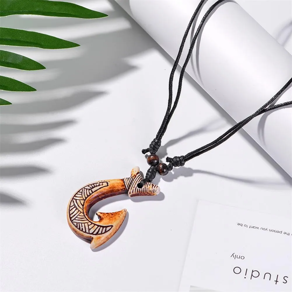 4Pcs Turtle Shark Tooth Necklace Pendant Bohemian Handmade Waterproof Surfer Necklace for Women Men Summer Beach Jewelry Gift