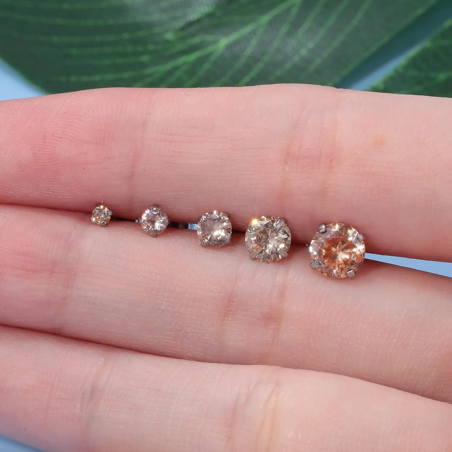 5 Pairs Stud Earrings Colorful Cubic Zirconia Stainless Steel Stud Earring Hypoallergenic Screw Back Earrings Double Side Piercing Earrings Gifts for Women Mother's Day