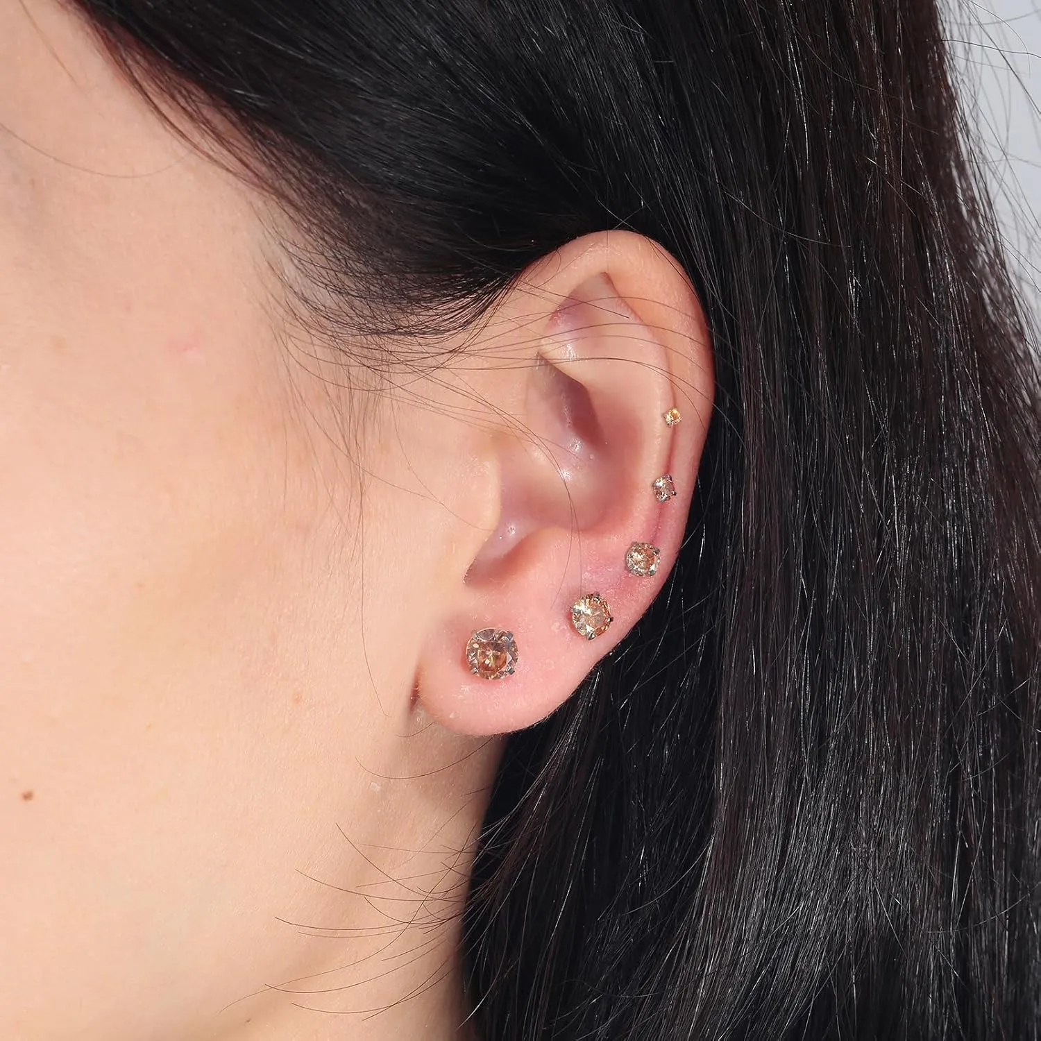 5 Pairs Stud Earrings Colorful Cubic Zirconia Stainless Steel Stud Earring Hypoallergenic Screw Back Earrings Double Side Piercing Earrings Gifts for Women Mother's Day
