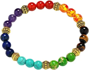 7 Chakra Prayer Balancing Bracelet 8Mm Semi-Precious Stones Natural Beads Bracelets Yoga Meditation Jewelry Gifts
