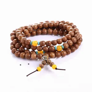 8mm Natural Sandalwood Buddhist Buddha Meditation 108 Beads Wood Prayer Bead Mala Bracelet
