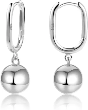 925 Sterling Silver Ball Drop Dangle Earrings Hypoallergenic Ball Drop Earrings for Women Fashion Jewelry