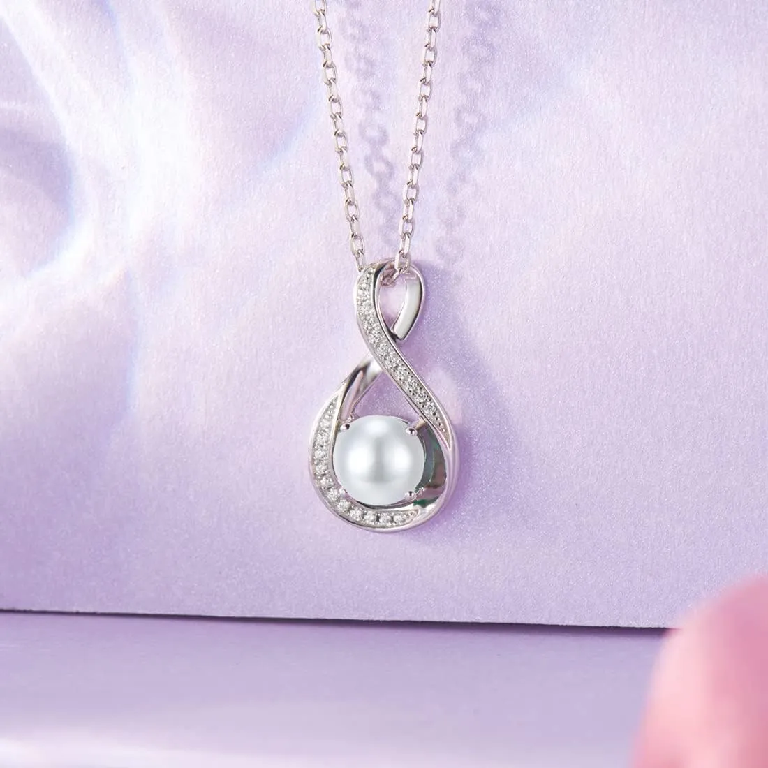 925 Sterling Silver Birthstone Necklace for Women Infinity Necklaces Birthday Anniversary Mothers Day Fine Jewelry Gifts for Mother Women, Adjustable Chain