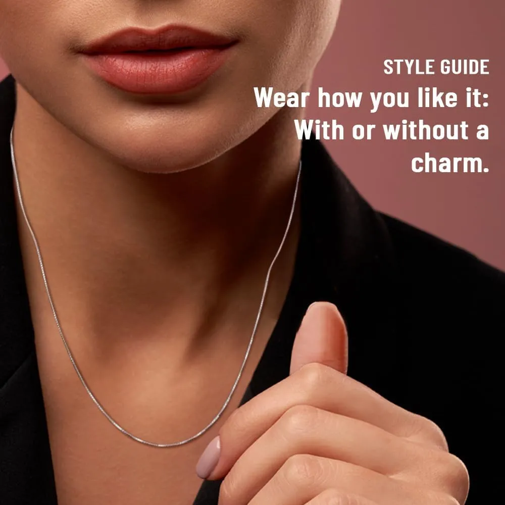 925 Sterling Silver Box Chain Necklace Jewelry for Women Men Thin, Dainty, Durable Sturdy gift 0.8mm &1mm Made in Italy