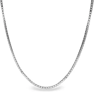 925 Sterling Silver Box Chain Necklace Jewelry for Women Men Thin, Dainty, Durable Sturdy gift 0.8mm &1mm Made in Italy