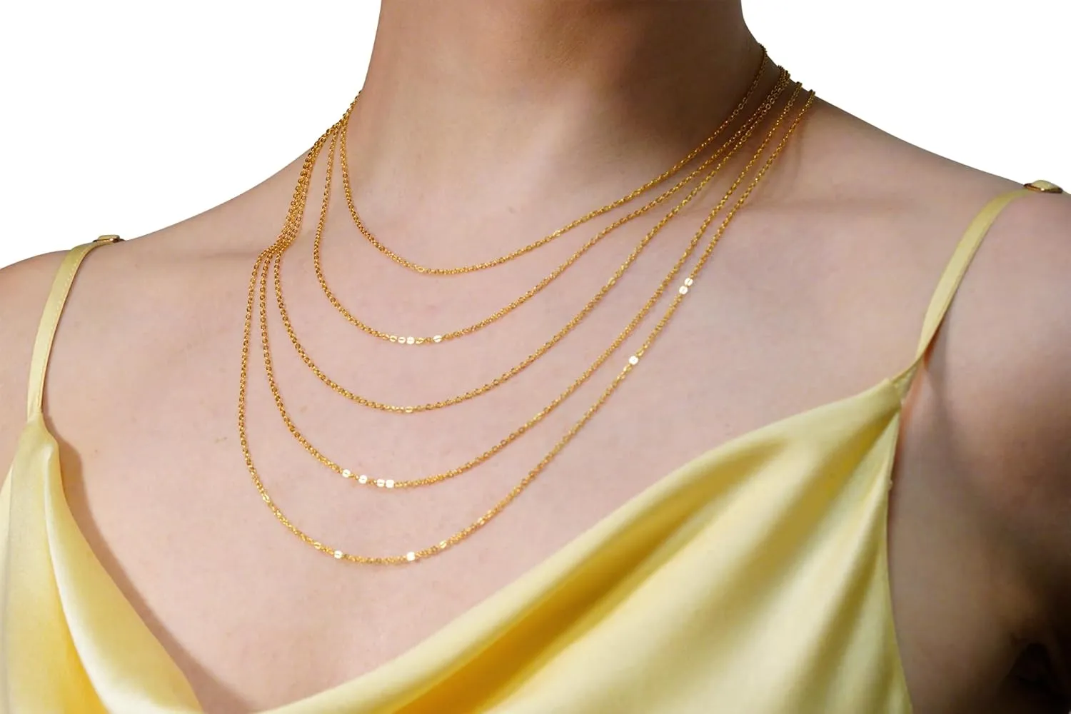 925 Sterling Silver Cable Chain For Women, 18K Gold Plated Necklace, 1.4mm Fine Cable Chain, 16,18,20,22,24 Lengths