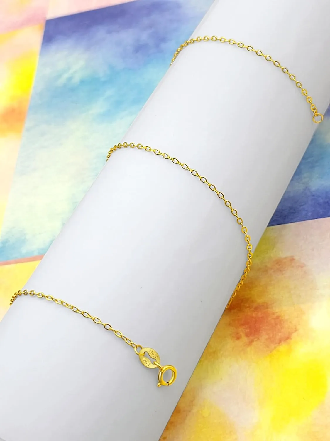 925 Sterling Silver Cable Chain For Women, 18K Gold Plated Necklace, 1.4mm Fine Cable Chain, 16,18,20,22,24 Lengths