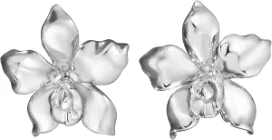 925 Sterling Silver Hawaiian Orchid Flower Plant Stud Earrings, Nickle Free Hypoallergenic for Sensitive Skin, Tropical Nature Jewelry, Gift Box Included (Large)