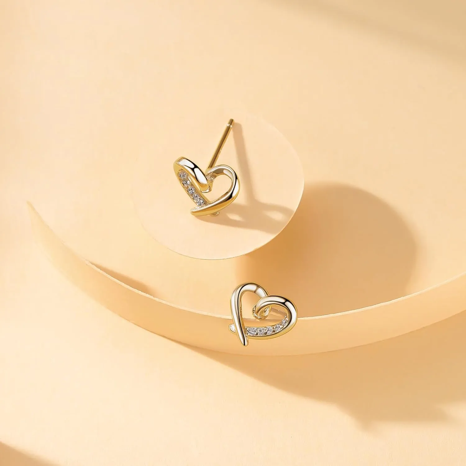 925 Sterling Silver Heart Earrings,Hypoallergenic Silver Stud Earrings for Women,Love Heart Studs Earrings Gift for Women