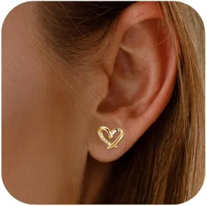 925 Sterling Silver Heart Earrings,Hypoallergenic Silver Stud Earrings for Women,Love Heart Studs Earrings Gift for Women