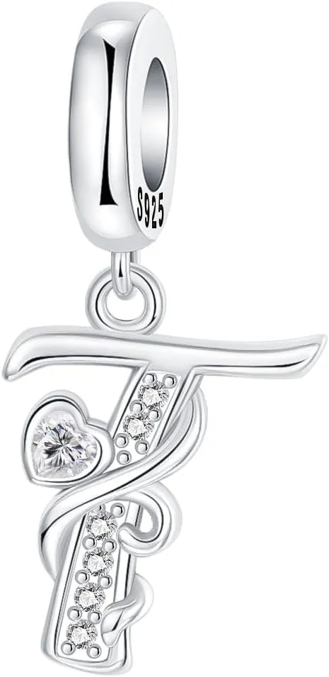 925 Sterling Silver Letter Charms Fit for Charms Bracelet and Necklace Alphabet Initial Dangle Charms Jewelry Gifts for Women