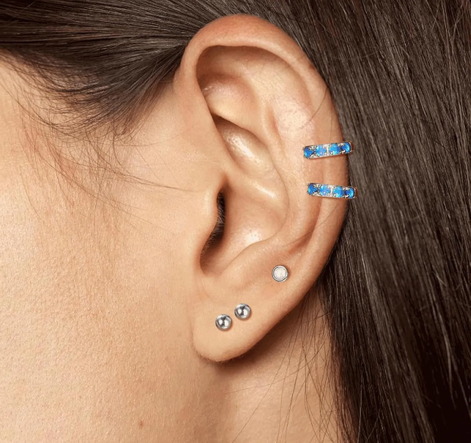 925 Sterling Silver Opal Hoop Earrings White/Blue/Pink/Green Opal Small Gold Plated Hinged Huggie Earrings 6/8/10mm