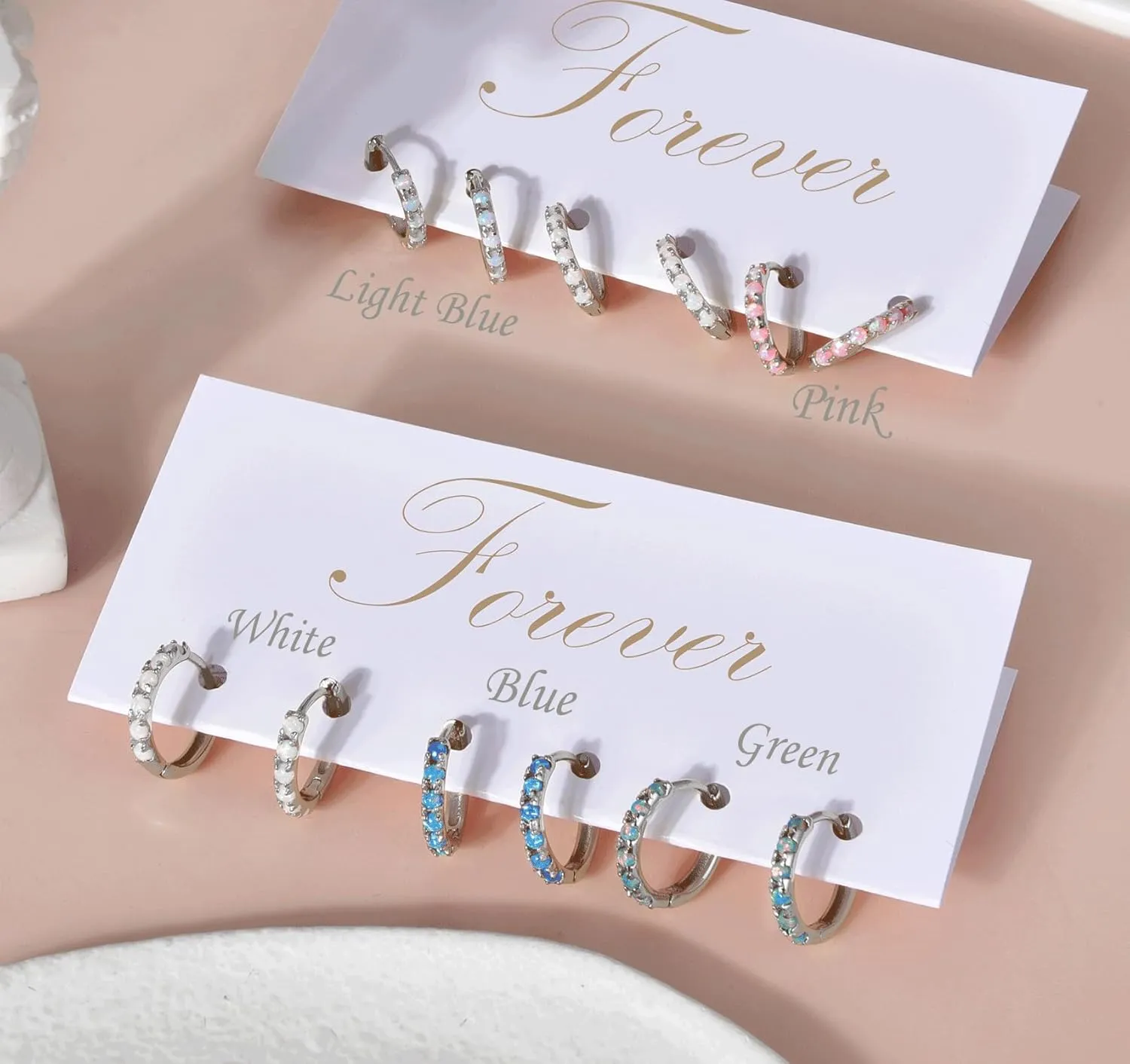 925 Sterling Silver Opal Hoop Earrings White/Blue/Pink/Green Opal Small Gold Plated Hinged Huggie Earrings 6/8/10mm
