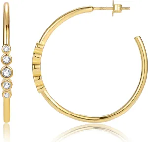925 Sterling Silver Post Gold Hoop Earrings for Women 14k Gold Plated Gold Heart Earrings Large Big Chunky Lightweight Earrings Jewelry Gift for Birthday Christmas