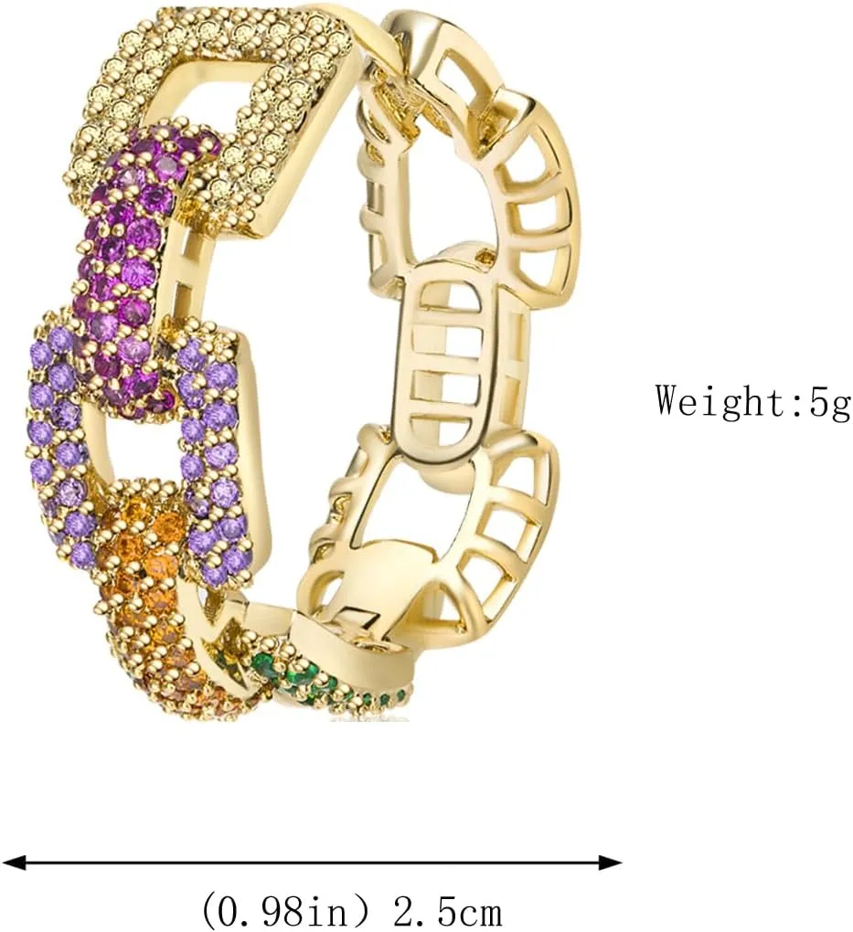 925 Sterling Silver Post Hoop Earrings for Women Multicolored Crystal Cubic Zirconia Chunky Silver Gold Hoop Earrings Fine Jewelry Gifts for Her