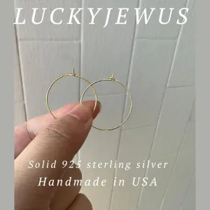 925 Sterling Silver Thin Gold Hoop Earrings,14K Gold Plated Simple Everyday Earrings, Medium Hoop Earrings for Women