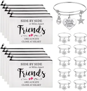 Abbylike 20 Pieces Friends Gifts Bulk for Women Friendships Bracelet Makeup Bag Friendsgiving Long Distance Gifts for Galentines Valentines Day Friend Group Birthday Family Sister