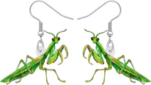 Acrylic Cute Green Praying Mantis Dangle Earrings Spring Summer Insects Bug Jewelry Charms Gifts For Women Accessories