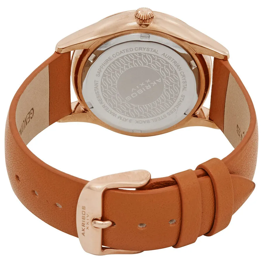 Akribos Xxiv Silver Dial Tangerine Leather Ladies Watch AK964TN