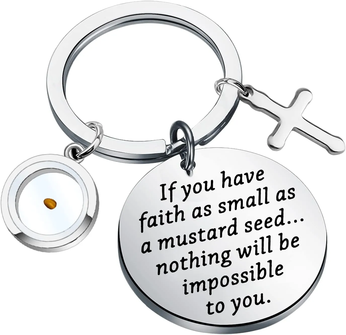 AKTAP Faith Bangle Real Mustard Seed Jewelry Inspirational Religious Gift If You Have Faith As Small As A Mustard Seed Nothing Will Be Impossible (Have Faith keychain)