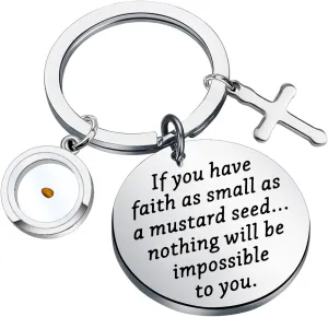 AKTAP Faith Bangle Real Mustard Seed Jewelry Inspirational Religious Gift If You Have Faith As Small As A Mustard Seed Nothing Will Be Impossible (Have Faith keychain)
